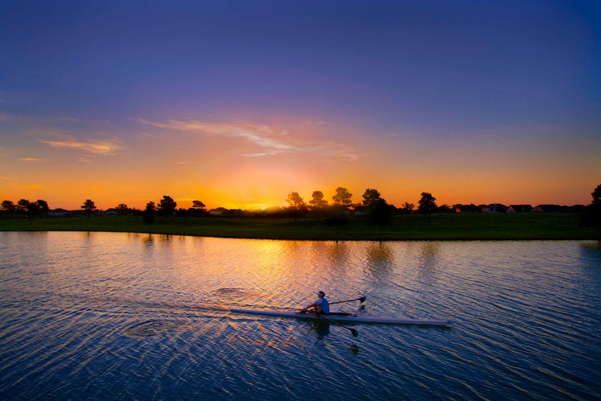 Rowing at sunset in Bridgeland.
